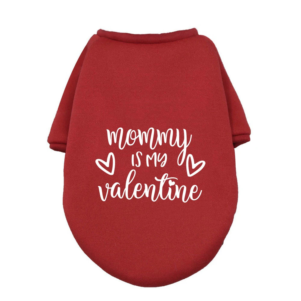 My Mommy Is My Valentine Pet Dog Clothes Valentine's Day Dogs Outfits Hoodies French Bulldog for Puppy Medium Dog Clothing Gifts