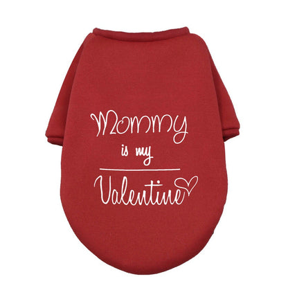 My Mommy Is My Valentine Pet Dog Clothes Valentine's Day Dogs Outfits Hoodies French Bulldog for Puppy Medium Dog Clothing Gifts